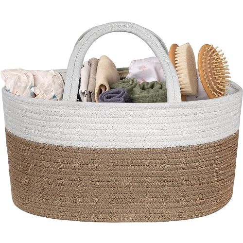 Natemia Baby Diaper Caddy Organizer - Baby Shower Basket for Gifts - Nursery Storage for Diapers, Wipes, Breast Pump - Portable Organizer and Gift Bag - Newborn Essentials
