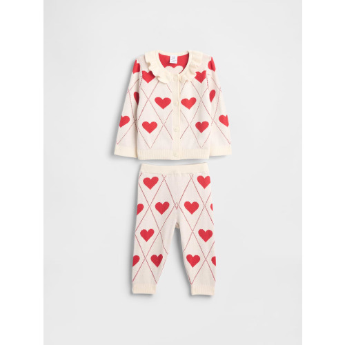 Baby Ruffle Collar Cardigan Sweater Set