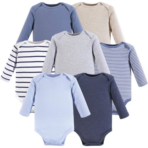 Amazon.com: Hudson Baby Unisex Baby Long Sleeve Cotton Bodysuits, Boy Basics Long Sleeve 7 Pack, 0-3 Months (3M): Clothing, Shoes & Jewelry