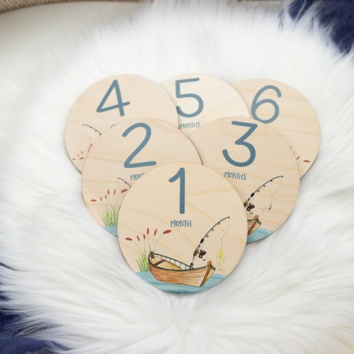 Fishing Milestone Cards, Baby Milestone Fishing Marker, Wood Milestone Cards, Fishing Baby Milestone Cards, Fishing Nursery Theme O24