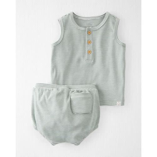 Moss Green Baby Striped Organic Cotton Rib Play Set | carters.com