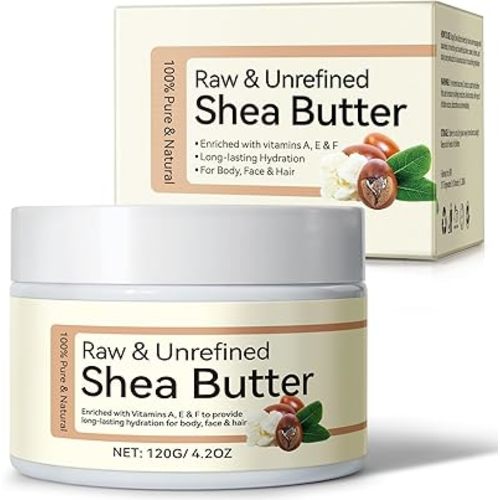 Raw & Unrefined Shea Butter for Body, Face & Hair, Pure Shea Butter with vitamins A, E & F, Long-Lasting Hydration for Dry Skin, Hair Care, DIY Lip Balm, Natural Moisturizer