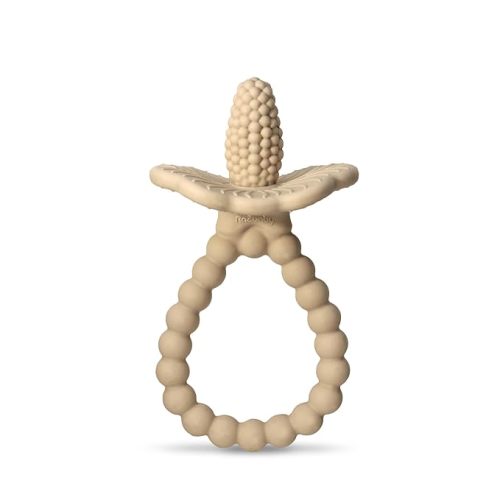 RaZbaby RaZberry Plus Baby Teether – Easy-to-Hold Toy for Front & Back Teething Relief, BerryBumps Texture for Sensory Development, Soothes Sore Gums, BPA-Free, Great Gift for Babies 3M+ – Tan