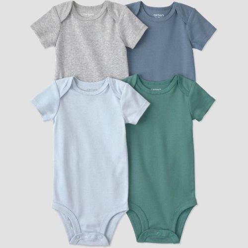 Carter's Just One You® Baby Boys' 4pk Short Sleeve Bodysuits - Green/Gray/Blue 9M