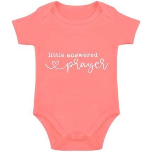 Little Answered Prayer Infant Reveal Ideas Pregnancy Baby Announcement Bodysuit Girl And Boy 0-12M
