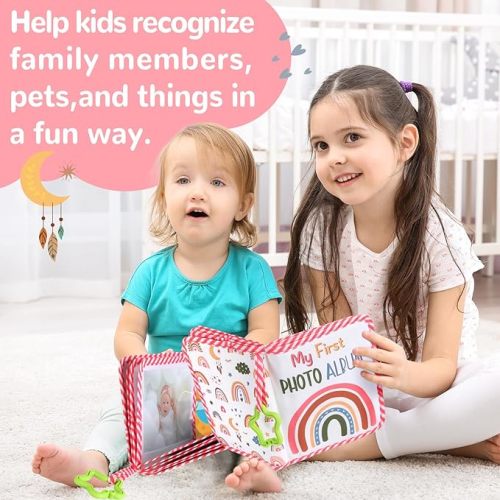 Baby's My First Family Album Soft Photo Cloth Book Boho Rainbow My First Book of Photos Baby Memory Album Gift Holds 4x6 Pictures for Babies Newborn Toddler & Kids Baby Shower