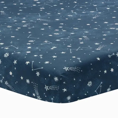 Sky Rocket Blue Stars/Galaxy/Space 100% Cotton Fitted Crib Sheet