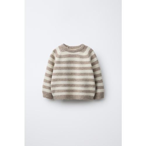 STRIPED KNIT JUMPER - Light beige | 3-6 Months