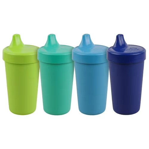 Re-Play Sippy Cups for Toddlers - 10 Oz. Reusable Spill Proof Cups for Kids, Dishwasher/Microwave Safe - Made in the USA - Set of 4 - Under The Sea