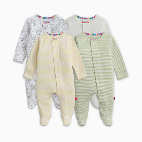 Magnetic Me Organic Cotton Magnetic Footie (4 Pack) - Elephant Multi, 0-3 M