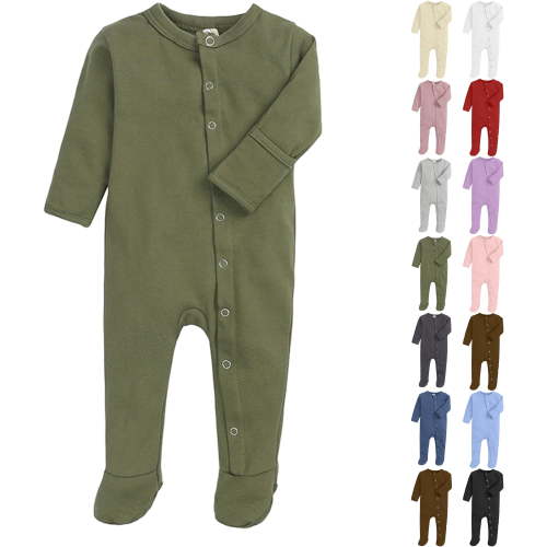 Newborn Sleepwear Button-Up Bodysuit,Baby Boy Clothes,Unisex Newborn Long Sleeve Snug Fits Footed Sleeper Pajamas