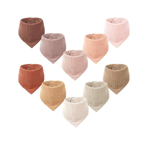 Konssy Muslin Baby Bibs 10 Pack Baby Bandana Drool Bibs 100% Cotton for Unisex Boys and Girls, Soft Absorbent Set for Teething and Drooling