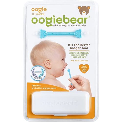 oogiebear: Baby Nose Cleaner & Ear Wax Removal Tool - Safe Booger & Earwax Removal for Newborns, Infants, Toddlers - Dual-Ended - Essential Baby Stuff, Diaper Bag Must-Have, with CASE