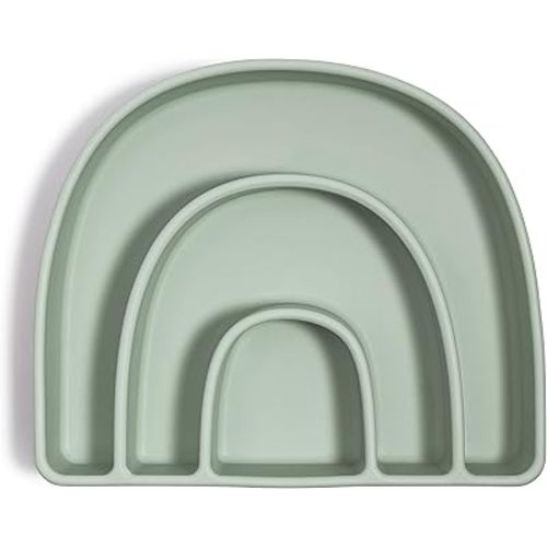 Silicone Rainbow Plate | BPA-Free Divided Design with Non-Slip Suction Base (Mint)