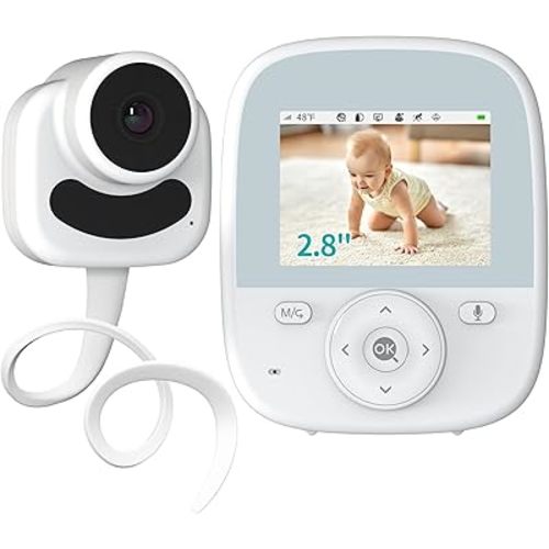 Baby Monitor with Camera and Audio, 2.8" Video Baby Monitor with Secure Transmission No WiFi, Night Vision, Temperature Sensor, Two-Way Talk, Al Off-Lens Detection, Feeding Reminder