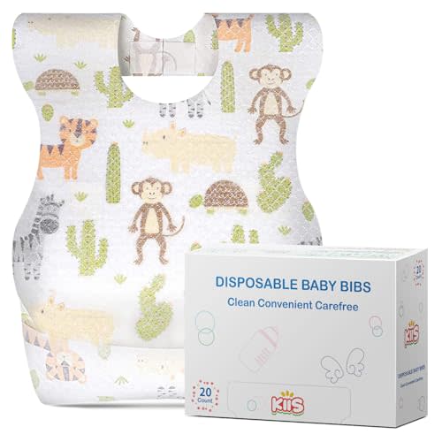 KIIS Disposable Baby Bibs for Baby Boys and Girls - Individually Packaged - Hygienic, Soft and Leakproof (20 PCS / 60 PCS)