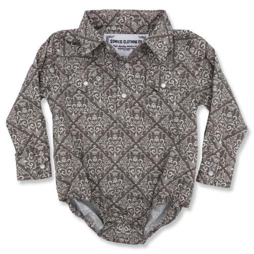 Diamond Floral Long Sleeve Pearl Snap Onesie – Cowkid Clothing Company