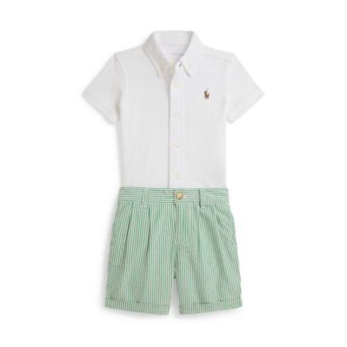 Baby Boys Knit Oxford Shirt & Seersucker Short