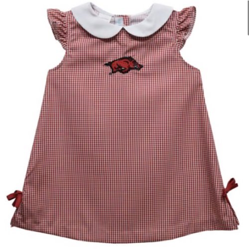 Vive La Fete Arkansas Razorbacks Baby Girls CARDINALRED Gingham Short Sleeve Dress - 63937544