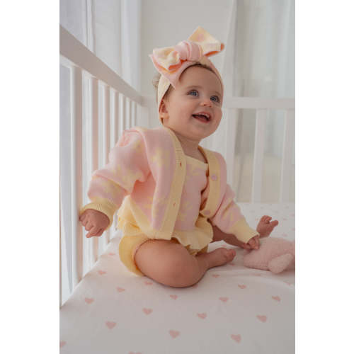 Knitted Cardigan | Daisy Floral Lemon – Little and Fern
