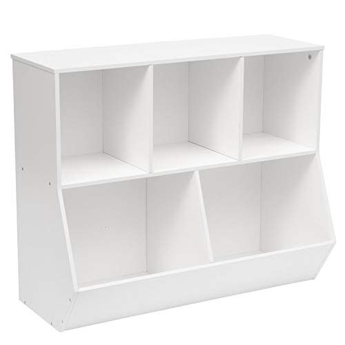 HOOBRO Kids Bookshelf, Bookcase Footboard, Toy Storage Cubby, Children's Toy Shelf, 35.4" L Storage Cabinet, Fit for Children's Room, Playroom, Hallway, Kindergarten, White WT32CW01