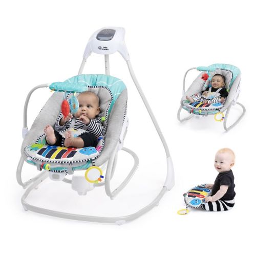 Baby Einstein Ocean Explorers Kick to It 4-in-1 Musical Swing & Rocker with Piano: Adjustable Speed, Detachable Toy Bar, Reclining Seat