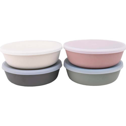 WeeSprout Bamboo Kids Bowls with Lids, Kid-Sized Dinnerware, Cereal & Snack Bowl, Set of 4