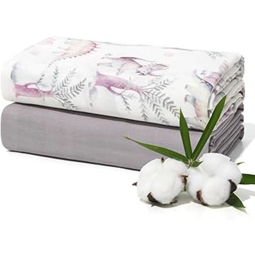Momcozy Muslin Swaddle Blankets, Ultra Soft Neutral Registry Essentials, Jungle Dinosaur, Breathable Large 47'' x 47'' Newborn Boys Girls Receiving Blanket