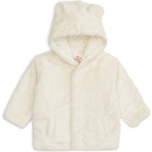 Cloudy Minky Faux Fur Bear Hooded Jacket, 0-6M