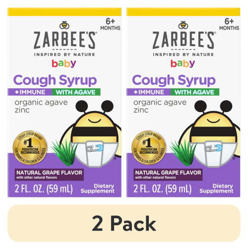 (2 pack) Zarbee's Baby Agave Cough Syrup + Immune Support, Grape, 2 fl. oz