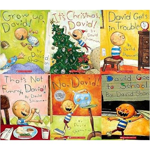 No, David! 6 Book Collection Set (David Gets in Trouble, David Goes to School, No, David!, Grow Up David! , That's Not Funny, David!, It's Christmas, David!) By David Shannon