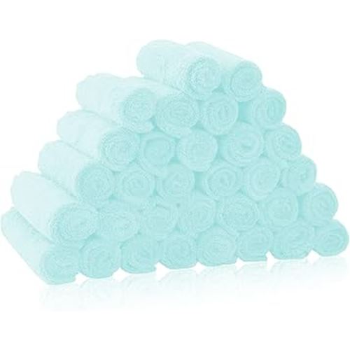 32 Pack Baby Washcloths - Coral Fleece - Absorbent and Soft Wash Clothes for Newborns, Infants and Toddlers Baby boy and girl - Suitable for Sensitive Skin and New Born - Frozen Blue, 10x10 Inch