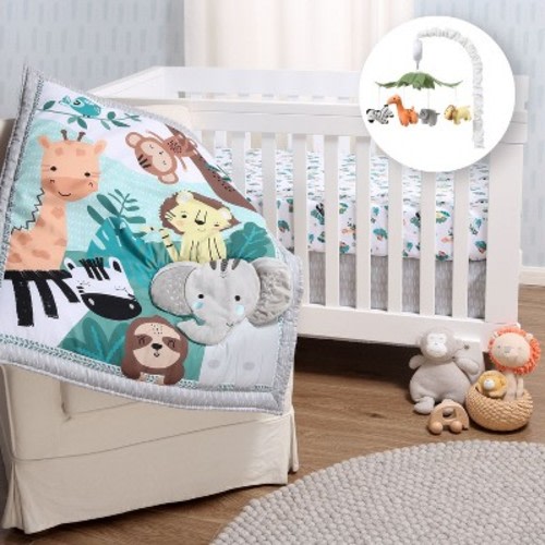 The Peanutshell Wild Kingdom Crib Bedding Set, 3pc to 12 Pc, Safari Animals, Size: 4pc