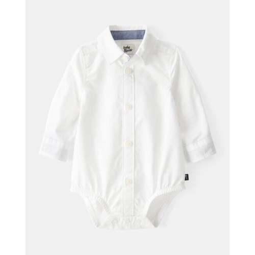 Baby Boy Button-Front Long Sleeve Bodysuit - White - OshKosh B'gosh | Carter's