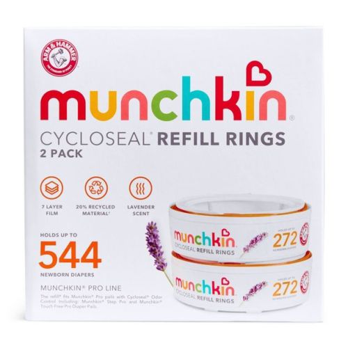 Munchkin CycloSeal Refill Rings for Step Pro and Touch Free Pro Diaper Pail Liners - 2pk