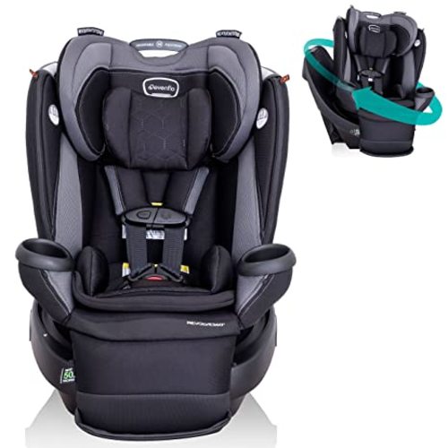 Evenflo Revolve360 Extend Convertible Car Seat with 360 Degree Rotation, Extended Rear-Facing, Forward-Facing, Booster Mode, and Secure Latch Install, Revere Gray