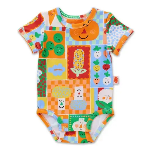 Organic cotton vegetable bodysuit | Orange
