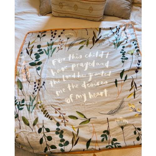 For This Child I Have Prayed Deluxe Bamboo/Cotton Muslin Quilt
