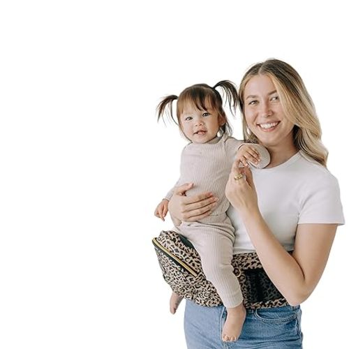 Tushbaby Original Hip Seat Baby Carrier for Babies & Toddlers up to 45 lbs, Safety Certified, Lightweight No-Foam Design with Storage & Nursing Support, Cheetah