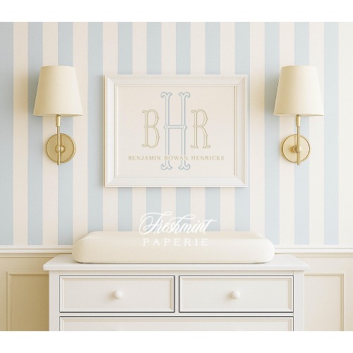 Monogram Nursery Wall Art: Custom Watercolor Name Print