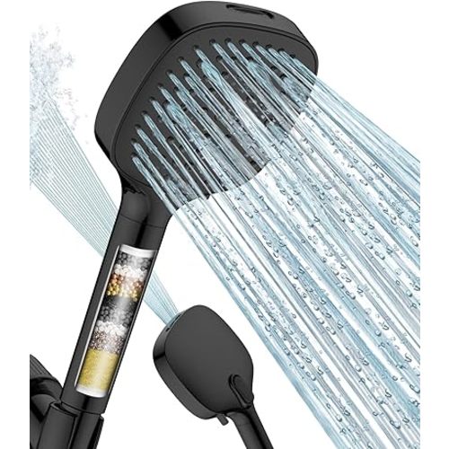 MakeFit Filtered Shower Head with Handheld, 7 Modes High Pressure Handheld Showerhead with Filters, Detachable Shower Heads Water Softener Filters Beads for Hard Water - Remove Chlorine & Heavy Metals