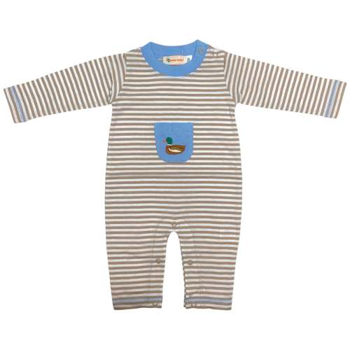 Luigi L/S Bubble Mallard Embroidery Sand/White Stripe 5208