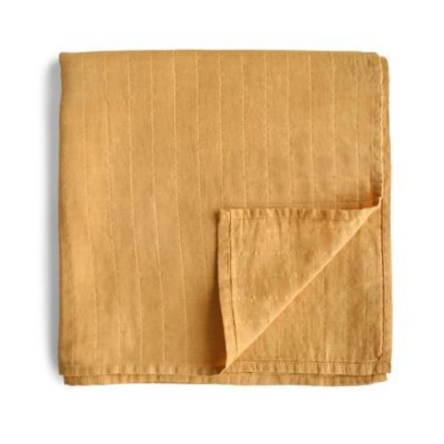 Organic Cotton Muslin Swaddle Blanket Fall Yellow One Size