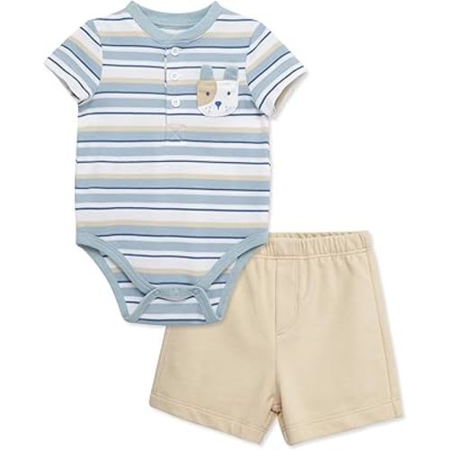 Little Me Clothes for Baby Boys' Knit Short and Bodysuit Set, 3 Months - 12 Months