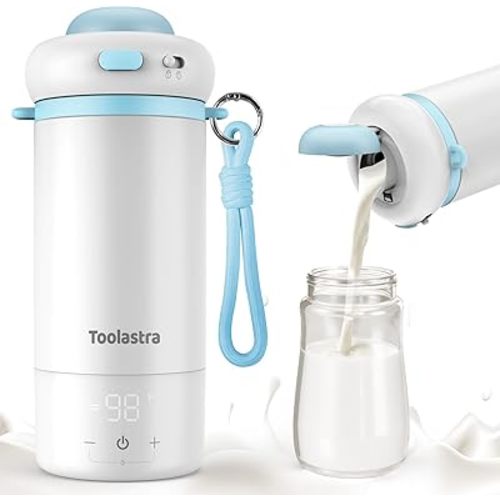 Portable Bottle Warmer for Baby on The Go, 16.91oz 100% Faster Heating & Precise Temperature Control, Leak-Proof Design, Child Safety Lock, Ideal for Travel, Formula & Breast Milk Warmer