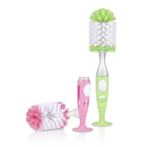 Nuby Easy Clean Soap Dispensing Brush, Pink/Green, 2 Count