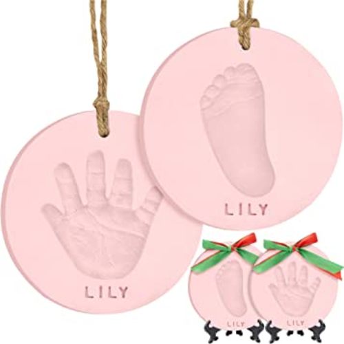 Baby Hand and Footprint Kit Girls, Boys - Personalized Baby’s First Christmas Ornament Kit, Newborn Christmas Gifts for New Mom, Cute Shower Gifts,Easy to Use Handprint Ornaments(Candy, Multi-Colored)