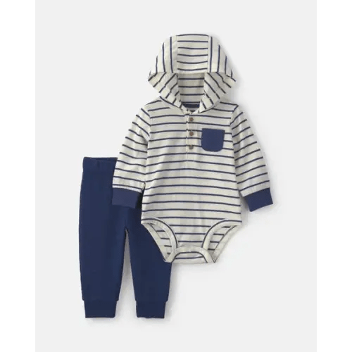 Baby Boy 2-Piece Striped Long-Sleeve Bodysuit & Pant Set - Navy Blue | Carter's