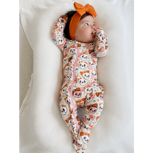 2-Way Zip Ruffle Footie, Skelli Girls