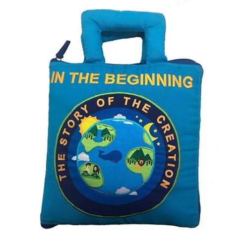 Pockets of Learning in The Beginning Quiet Book Explore The Story of Creation | Fabric Activity Busy Book for Toddlers and Children | Educational and Engaging Bible Church Book